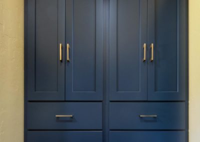 Blue linen cabinet